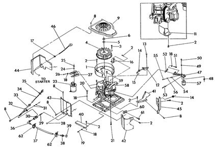 Engine Enclosure Diagram and Parts List for 0919-0 Np-50lpg Generac Generator