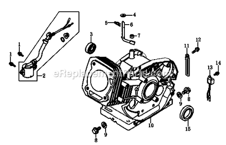 Crankcase Diagram and Parts List for 0062190 (7195169A - 7195528A)(2012) Generac Generator