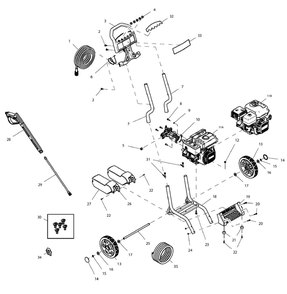 Frame Diagram and Parts List for 006022-0  Generac Pressure Washer