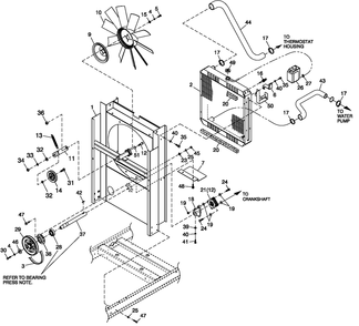 C2 Cooling Sytem And Fan Drive Diagram and Parts List for 0052621 (4407970 - 4790842)(2007) Generac Generator