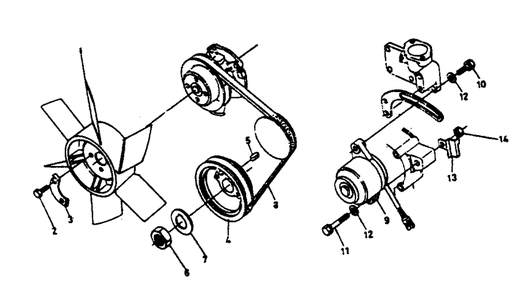 Fan, Alternator Group Diagram and Parts List for 1008-D  Generac Welder