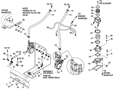 Fuel Lp Vapor G3 6.8l 100/130/150/ Kw Emiss Diagram and Parts List for QT13068ANSY (5466536)(2009) Generac Generator