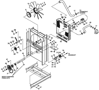 C2 Cooling System And Fan Drive Diagram and Parts List for 0053400 (4486450 - 4668898)(2006) Generac Generator