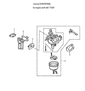 Carburetor Diagram and Parts List for 006022-0  Generac Pressure Washer