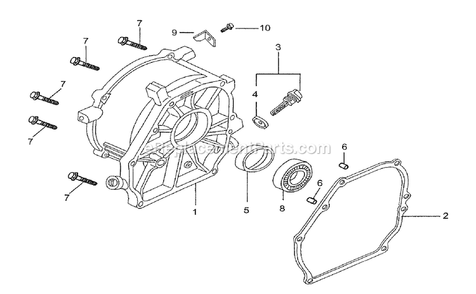 Crankcase Cover Diagram and Parts List for 005723R0 (5132447)(2016) Generac Generator