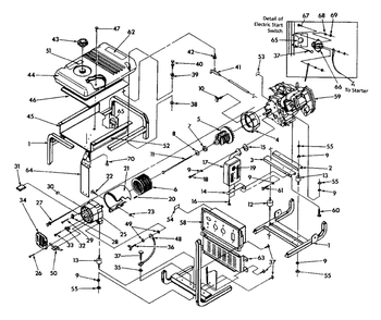 Generator Cradle Diagram and Parts List for 1N167 (9861-0)(9861-0) Generac Generator