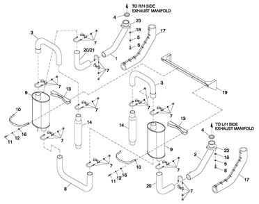 Muffler 5.4l/6.8l Cpl Exhaust C3 Diagram and Parts List for QT05554AVNNA (4495265 - 4709649)(2007) Generac Generator