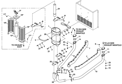 Muffler Exhaust Cpl 50kw Diagram and Parts List for CT06030ANAN (1907V23210 - 4807V25565)(2007) Generac Generator