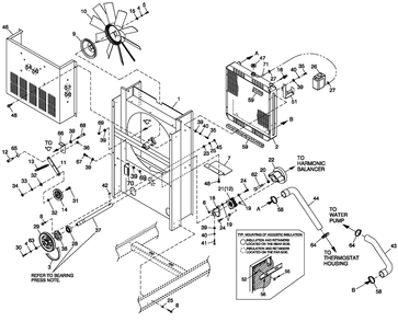 Cooling Package 3.0l G14 Diagram and Parts List for BT06030AVSN (4107V24954 - 5207V25933)(2007) Generac Generator
