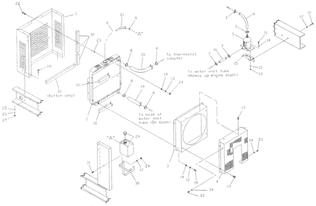 Radiator Diagram and Parts List for 0009891 (3141056 - 3204699)(2014) Generac Generator