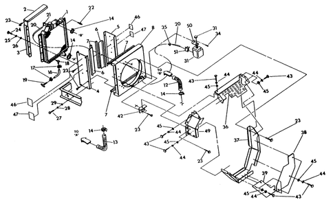Radiator Diagram and Parts List for 9657-3  Generac Generator