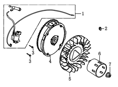 Flywheel And Ignition Diagram and Parts List for 0064330 (8363126 - 9498381)(2015) Generac Generator