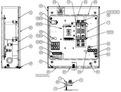200 A, 2pole Switch Assembly Diagram and Parts List for 0047252 (37499976)(2014) Generac Generator
