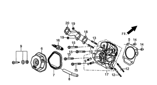Cylinder Head Diagram and Parts List for 005939-5  Generac Generator