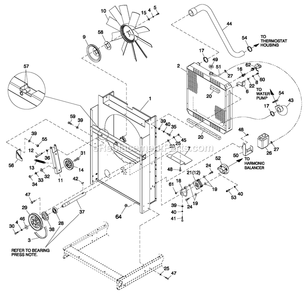 C2 Cooling Sytem And Fan Drive Diagram and Parts List for HT04542GNAX (6708400)(2011) Generac Generator