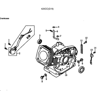 Crankcase Diagram and Parts List for 5943-5  Generac Generator