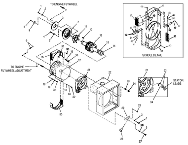 Generator Diagram and Parts List for 0049142 (3804527 - 3808841)(2003) Generac Generator