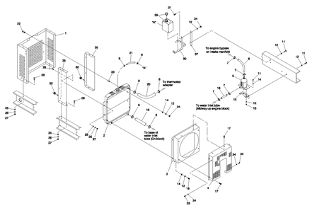 Radiator Diagram and Parts List for 0044741 (3580728 - 3694588)(2014) Generac Generator