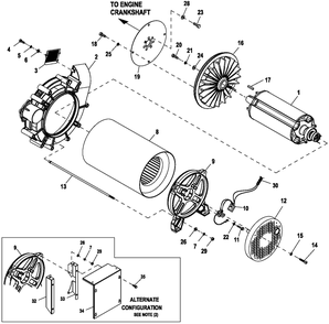 Ev Alt Com Pts 2.4l 10"alt 22kw And 27kw Diagram and Parts List for HT02524ANAX (6247931)(2011) Generac Generator