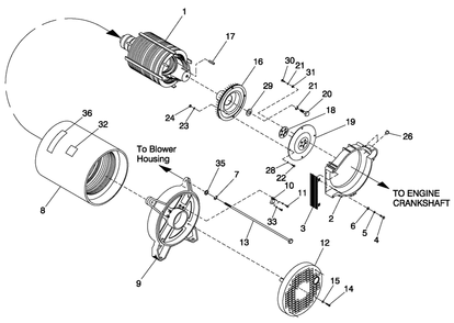 Alternator Common Parts Diagram and Parts List for 0052110 (4281087 - 4303052)(2005) Generac Generator
