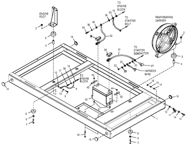 Mounting Base Diagram and Parts List for 0049483 (4082939 - 4101158)(2005) Generac Generator