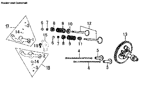 Rocker and camshaft Diagram and Parts List for 006673-0  Generac Generator