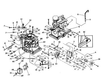 Engine Common Parts Diagram and Parts List for 9382-0  Generac Generator