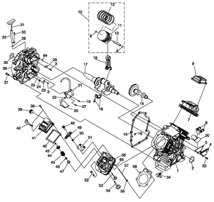 Engine 1 Diagram and Parts List for 0062660 (8691208 - 8691243)(2014) Generac Generator