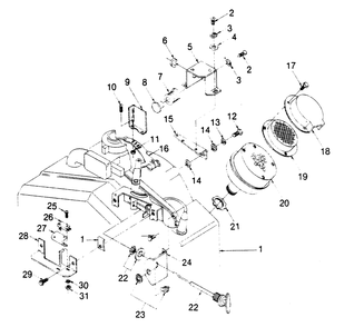 Engine Accessories Diagram and Parts List for 1005-A  Generac Welder