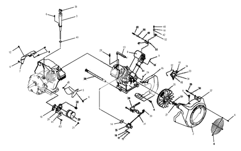 Engine 1 Diagram and Parts List for 0053820 (4652220 - 4654095)(2006) Generac Generator