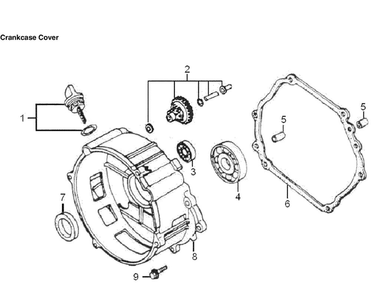 Crankcase Cover Diagram and Parts List for 005939-6  Generac Generator