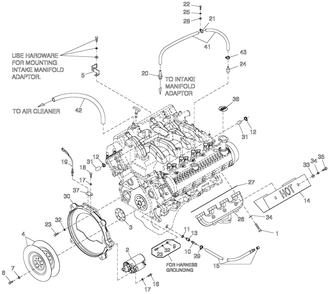 Engine Common Parts R/H Side 5.4l Cpl Diagram and Parts List for QT04554ANNNA (4501308 - 4636811)(2006) Generac Generator