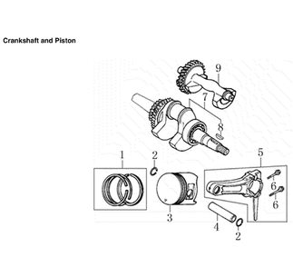 Cranshaft And Piston Diagram and Parts List for 005939-6  Generac Generator