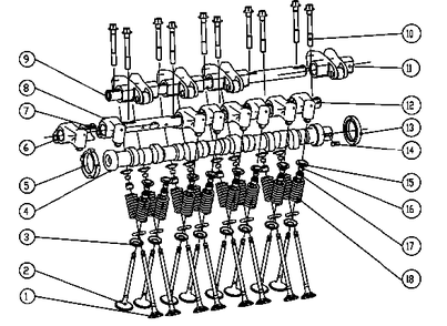 1.5l Gas Engine Valve Train Assembly Diagram and Parts List for QT03015ANSX (7005578 - 9279531)(2014) Generac Generator