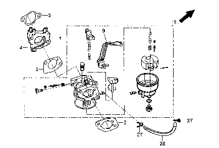 Part Location Diagram of 0J58620157 Generac Carburetor Assy.