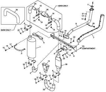 Muffler Exhaust 24l G2 Emissions Diagram and Parts List for 0053400 (4486450 - 4668898)(2006) Generac Generator