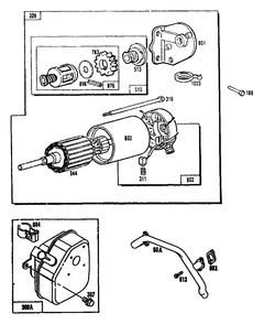 Starter Motor And Exhaust Muffler Diagram and Parts List for 4W113D (9163-2)(9163-2) Generac Generator
