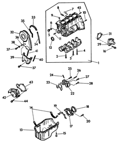 Cylinder Block And Oil Pan Diagram and Parts List for 9340-2  Generac Generator