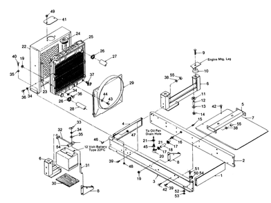 Mounting Base Diagram and Parts List for 1009-A  Generac Welder