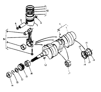 Piston And Crankshaft Diagram and Parts List for 1008-D  Generac Welder