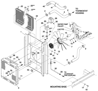C3 Cooling System And Fan Drive Diagram and Parts List for ET07068KNSN (6062090 - 6101378)(2010) Generac Generator