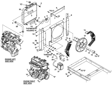 Cooling System 2.4l C1 Diagram and Parts List for QT02724ANAN (5041854 - 5046648)(2008) Generac Generator