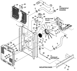 C3 Cooling System And Fan Drive Diagram and Parts List for QT05554AVNNA (5667087 - 5693557)(2009) Generac Generator
