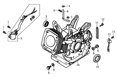 Crankcase 1 Diagram and Parts List for 0069310 (9999124 - 10041326)(2015) Generac Generator