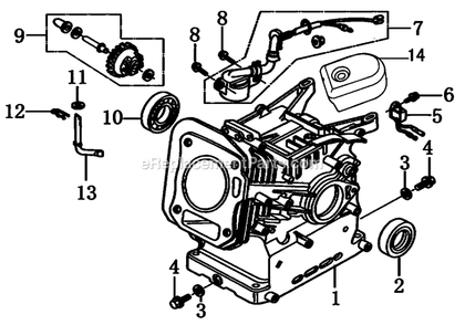 Crankcase Diagram and Parts List for 006024R2 (8199720)(2015) Generac Generator
