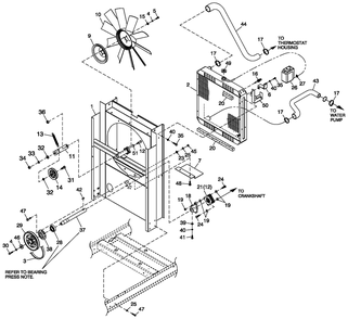 C2 Cooling Sytem And Fan Drive Diagram and Parts List for ST04524ANSN (5509894 - 5644769)(2009) Generac Generator