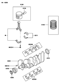 4.2l Gas Engine Crankshaft, Piston, And Connecting Rod Diagram and Parts List for ET04842ANAN (5614613 - 5760317)(2010) Generac Generator