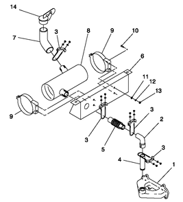 Muffler Diagram and Parts List for 0044741 (3580728 - 3694588)(2014) Generac Generator
