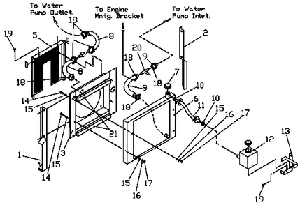 Part Location Diagram of A3484 Generac Brkt, Radiator Lh Side