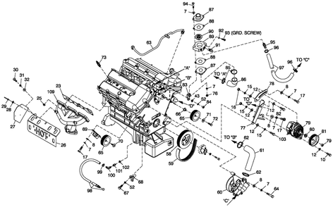 Engine Common Parts 3.0l G14 Diagram and Parts List for ST06030AVSN (4800165 - 4933761)(2007) Generac Generator